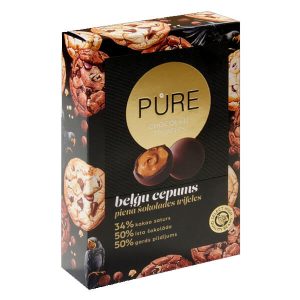 Шоколадови бонбони Pure трюфели с млечен шоколад с пълнеж от белгийски бисквити 148 г / 11 бр.
