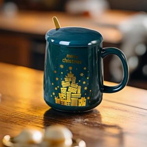 Коледна чаша с лъжичка - Златни подаръци 420мл